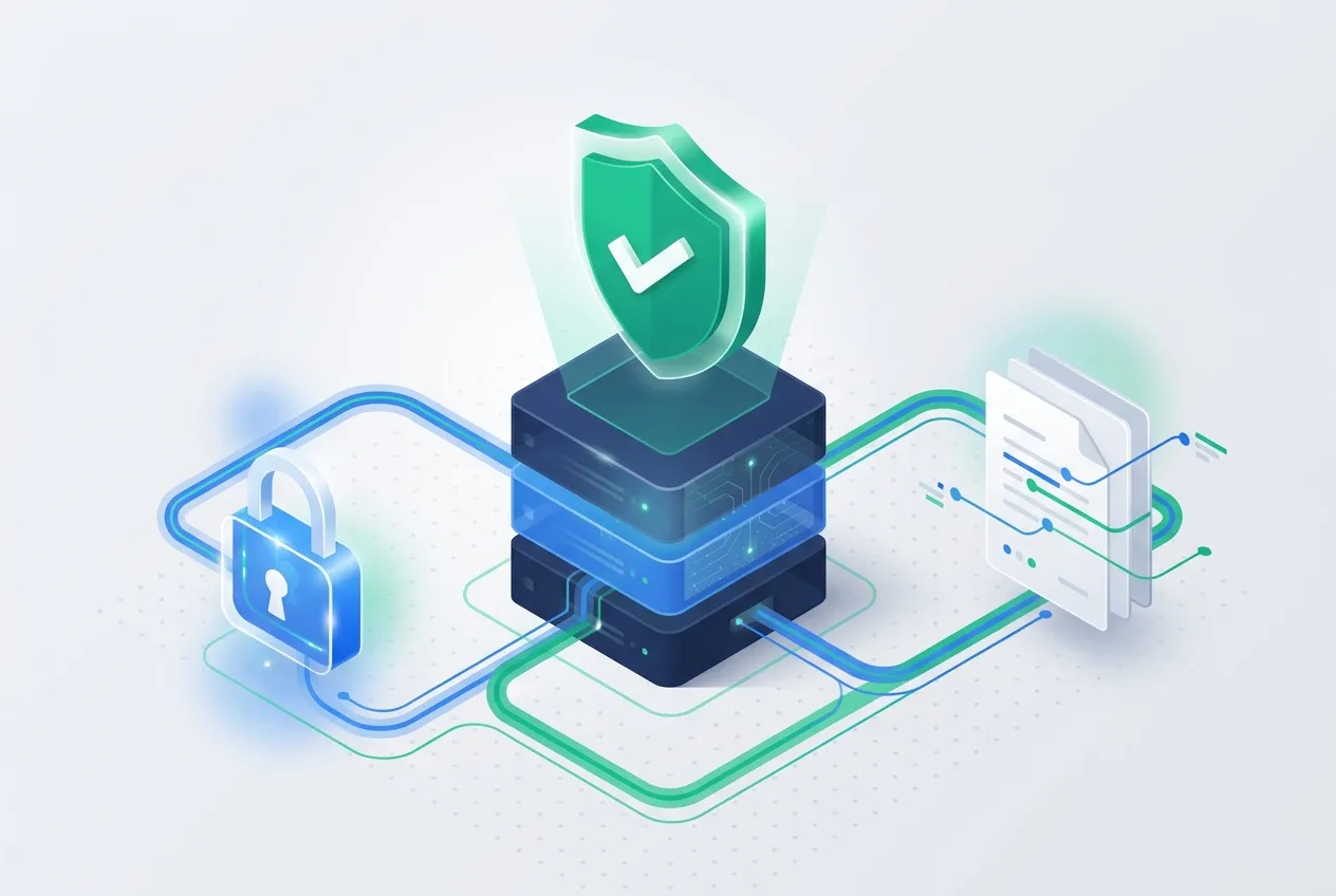 A shield with a checkmark protecting a WhatsApp conversation and a secure payment
